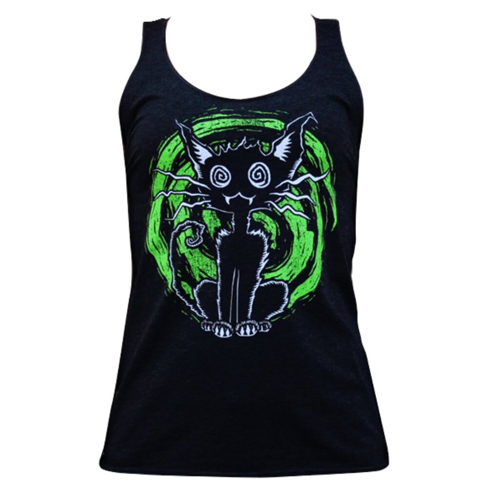 Alley Cat Heather Black Racerback Tank Unfinished Edges S-M-L-XL-2XL NWT